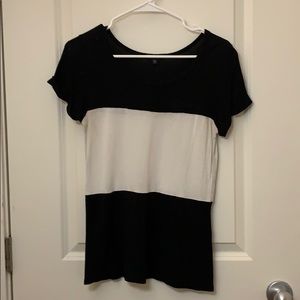 Simple striped tee with faux pocket